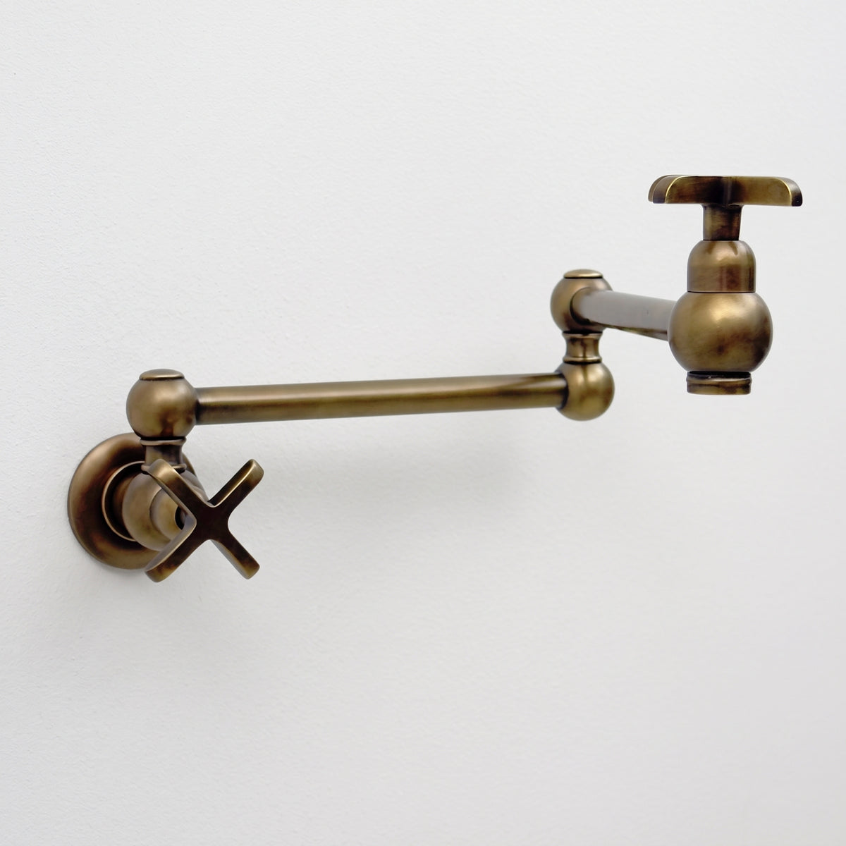 Antique Brass Pot Filler with Cross Handles