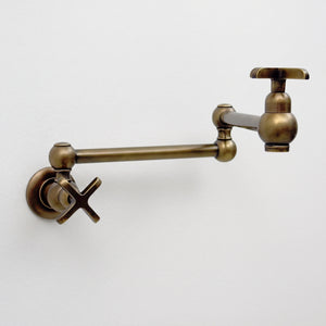 Antique Brass Pot Filler with Cross Handles