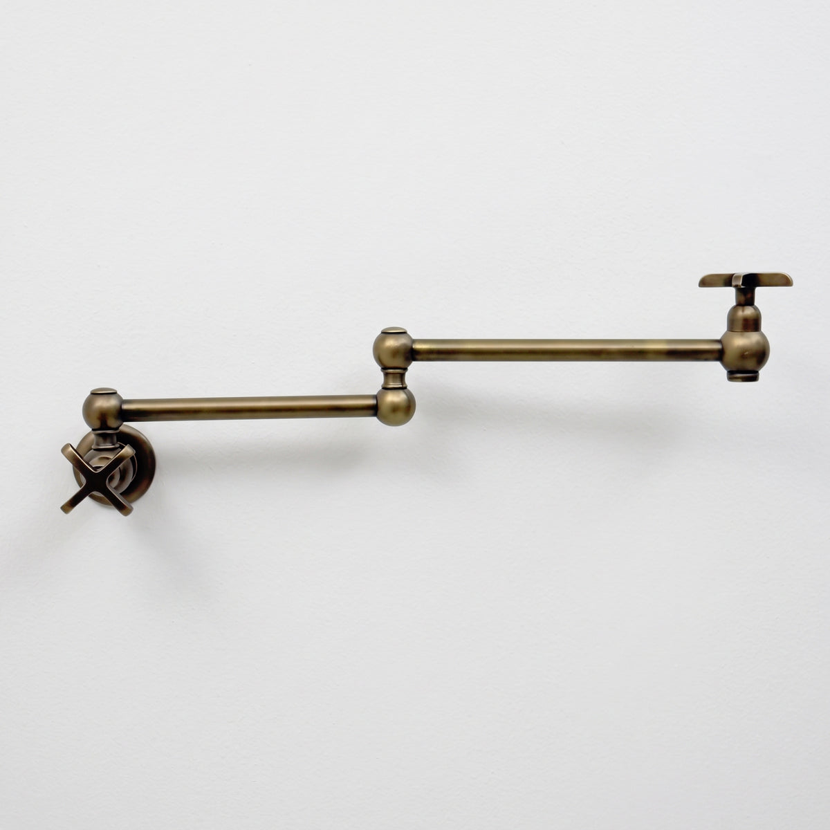 Antique Brass Pot Filler with Cross Handles