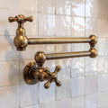 Antique Brass Pot Filler with Cross Handles