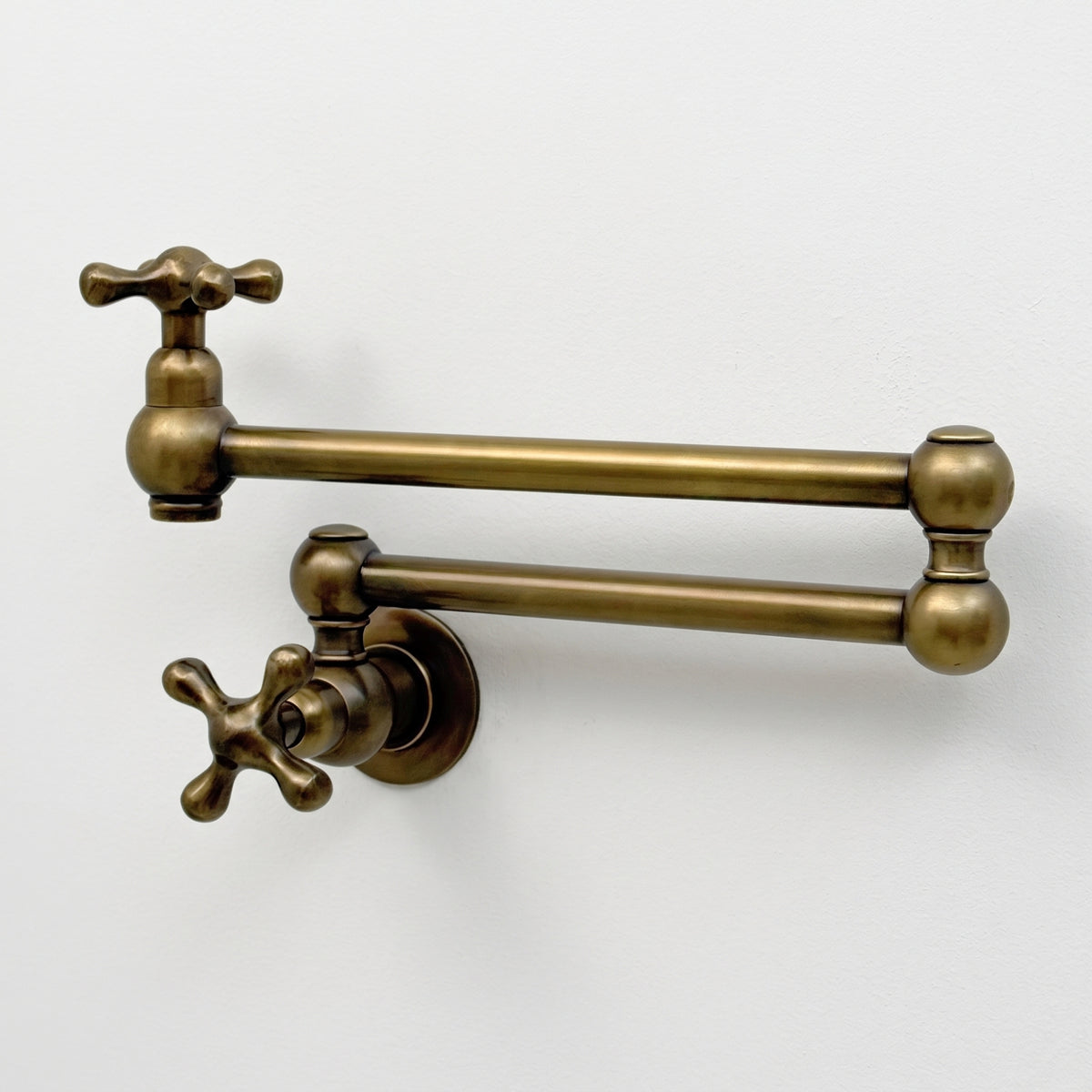 Antique Brass Pot Filler with Cross Handles