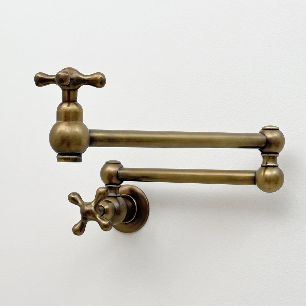 Antique Brass Pot Filler with Cross Handles