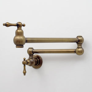 Antique Brass Pot Filler with Pearl or Branch Handles