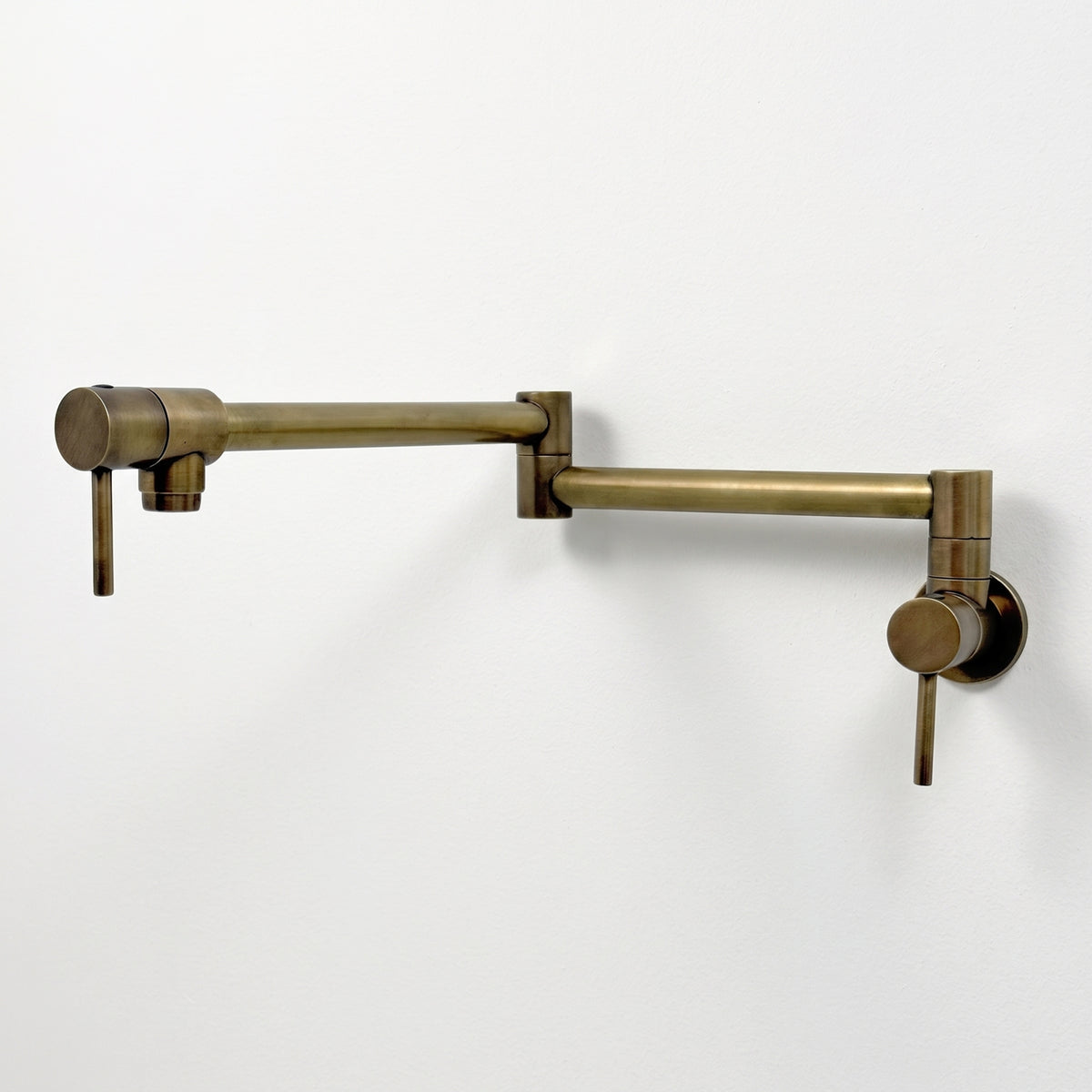 Antique Brass Wall-Mount Pot Filler with Lever Handles