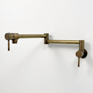 Antique Brass Wall-Mount Pot Filler with Lever Handles