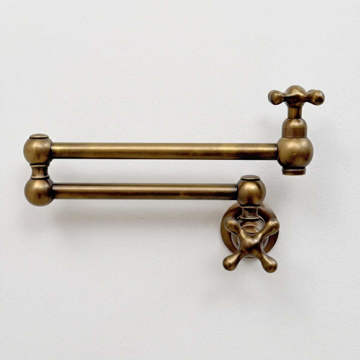 Antique Brass Pot Filler with Cross Handles