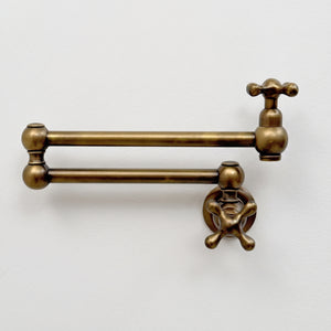 Antique Brass Pot Filler with Cross Handles