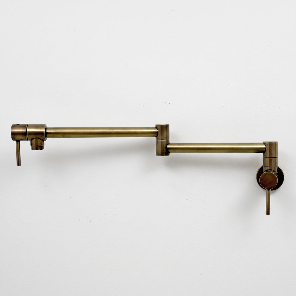 Antique Brass Wall-Mount Pot Filler with Lever Handles