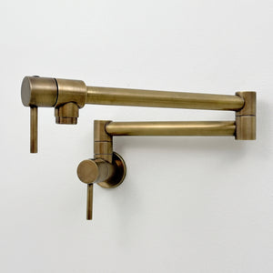 Antique Brass Wall-Mount Pot Filler with Lever Handles