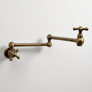 Antique Brass Pot Filler with Cross Handles