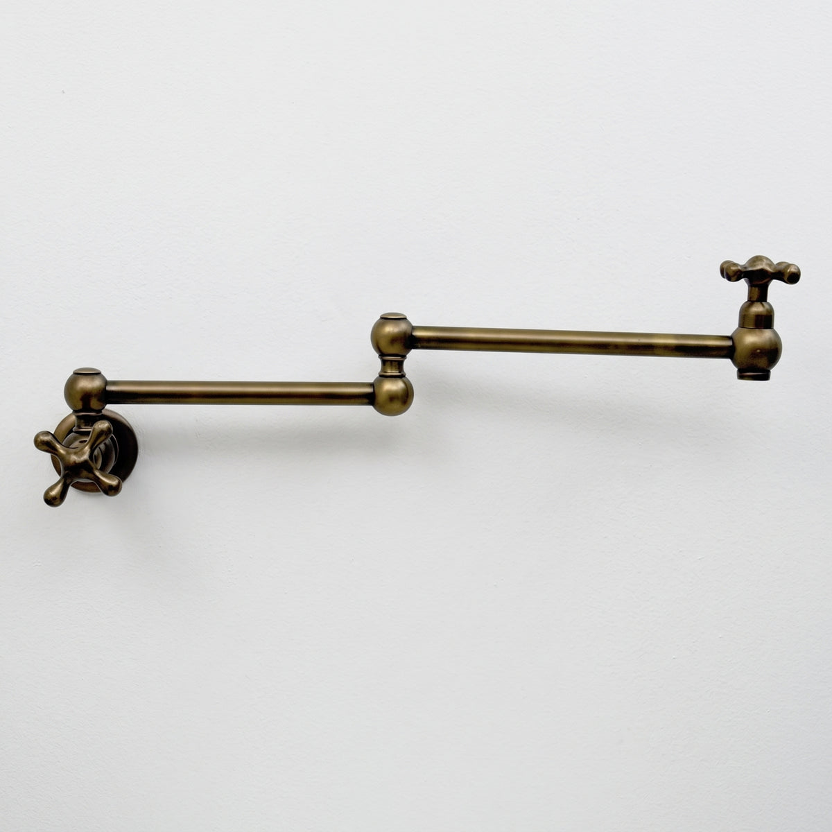 Antique Brass Pot Filler with Cross Handles