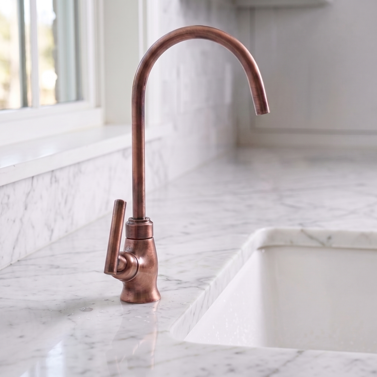Antique Copper Cold Water Faucet with Lever Handle, 10-Inch Height