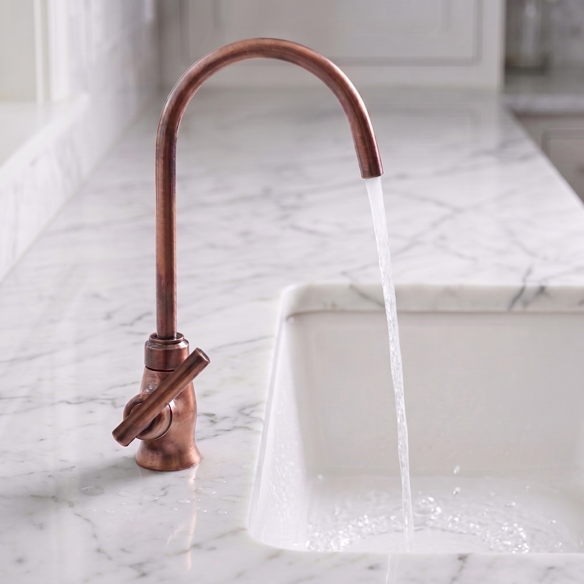 Antique Copper Cold Water Faucet with Lever Handle, 10-Inch Height