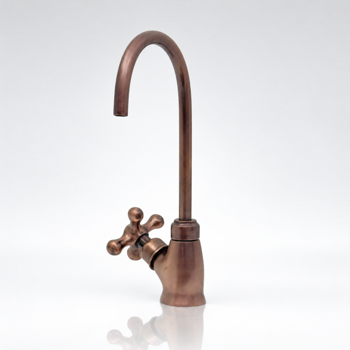 Antique Copper Cold Water Faucet with Cross Handle, 10-Inch Height