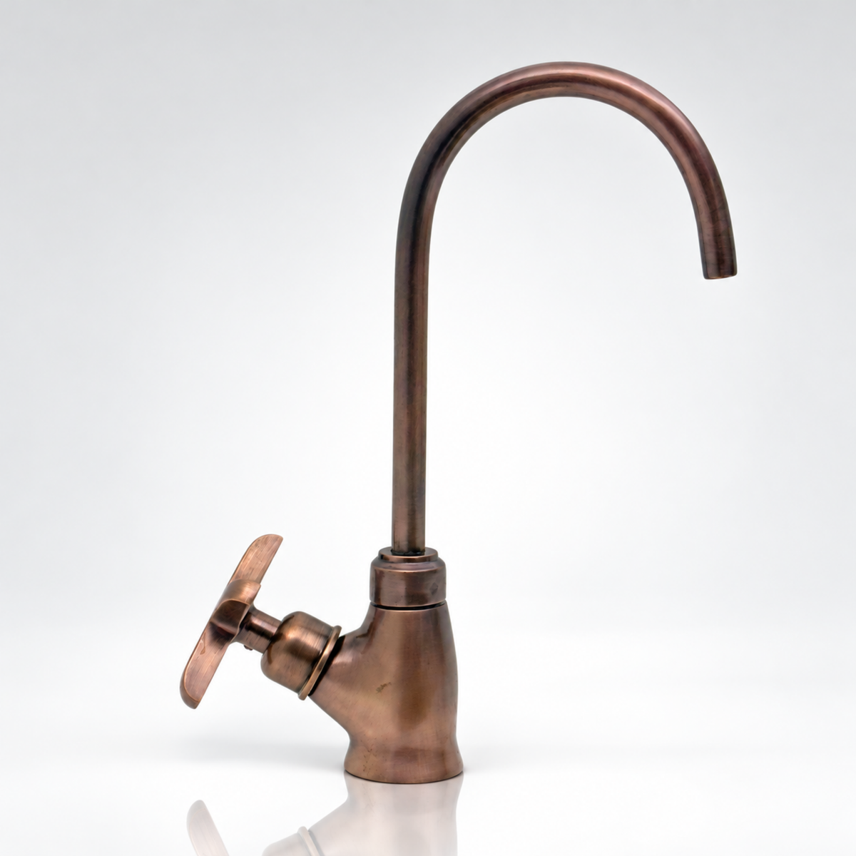 Antique Copper Cold Water Faucet with Cross Handle, 10-Inch Height