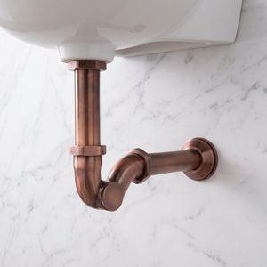 Antique Copper Drain Pipe with P-Trap