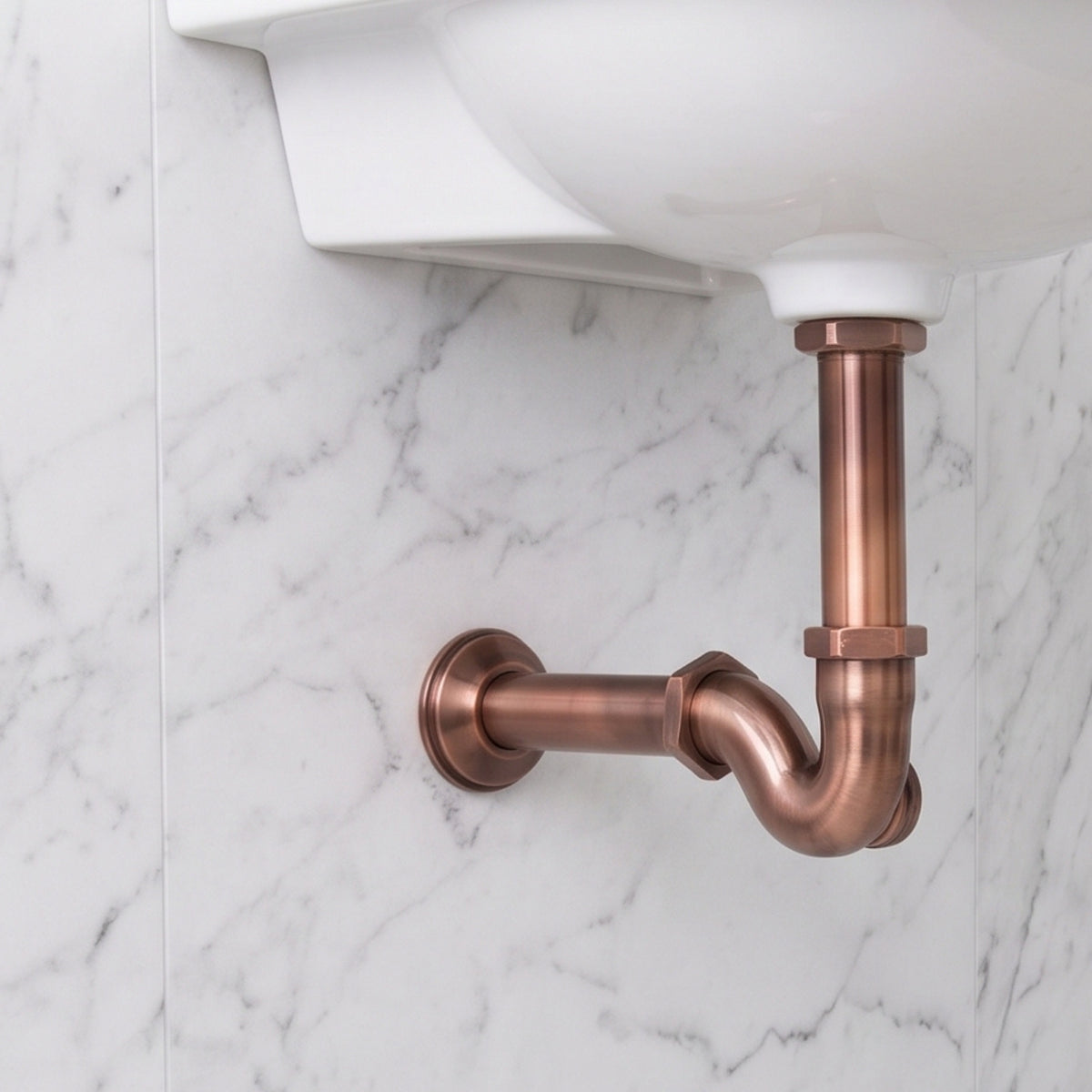 Antique Copper Drain Pipe with P-Trap