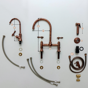 Antique Copper Bridge Kitchen Faucet with Lever Handles – Ellington – alternate view 14