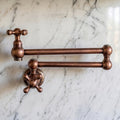 Antique Copper Wall-Mount Pot Filler with Cross Handles