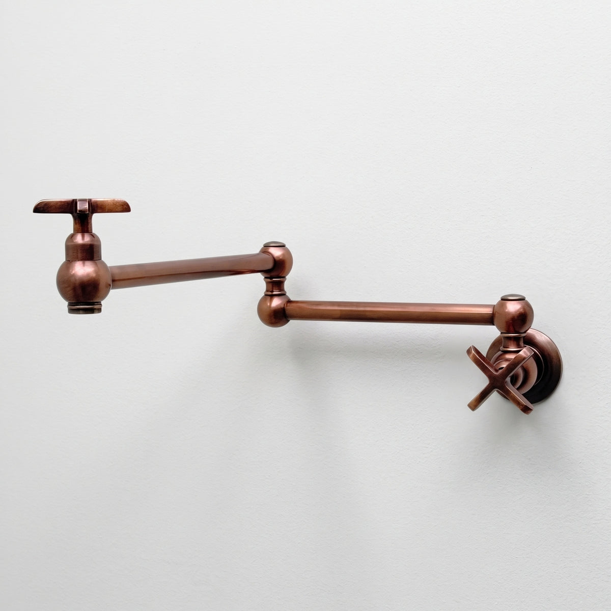 Antique Copper Wall-Mount Pot Filler with Cross Handles
