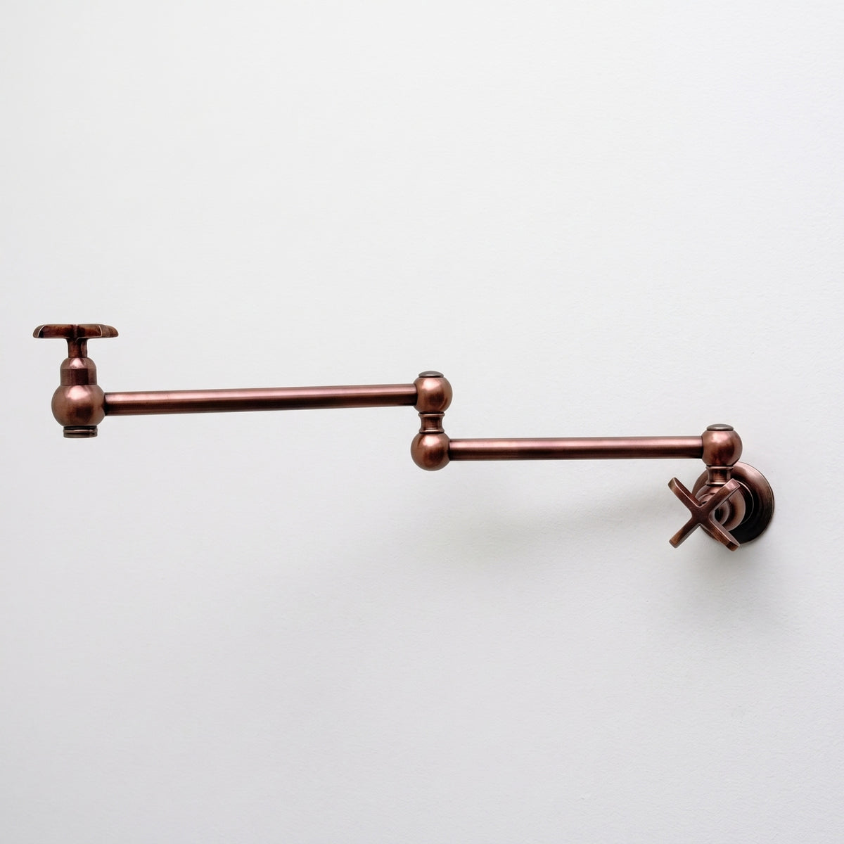 Antique Copper Wall-Mount Pot Filler with Cross Handles