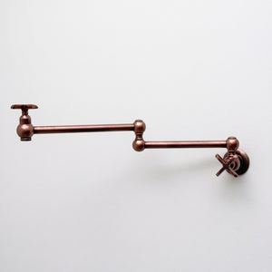Antique Copper Wall-Mount Pot Filler with Cross Handles