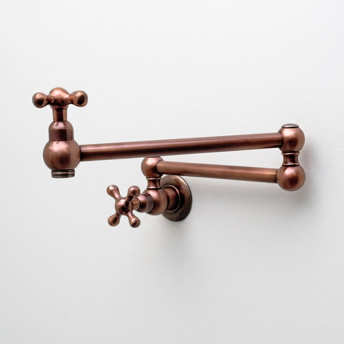 Antique Copper Wall-Mount Pot Filler with Cross Handles