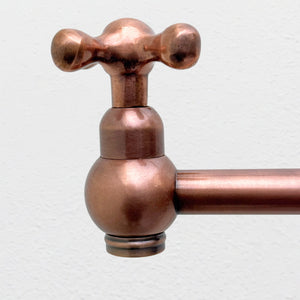 Antique Copper Wall-Mount Pot Filler with Cross Handles