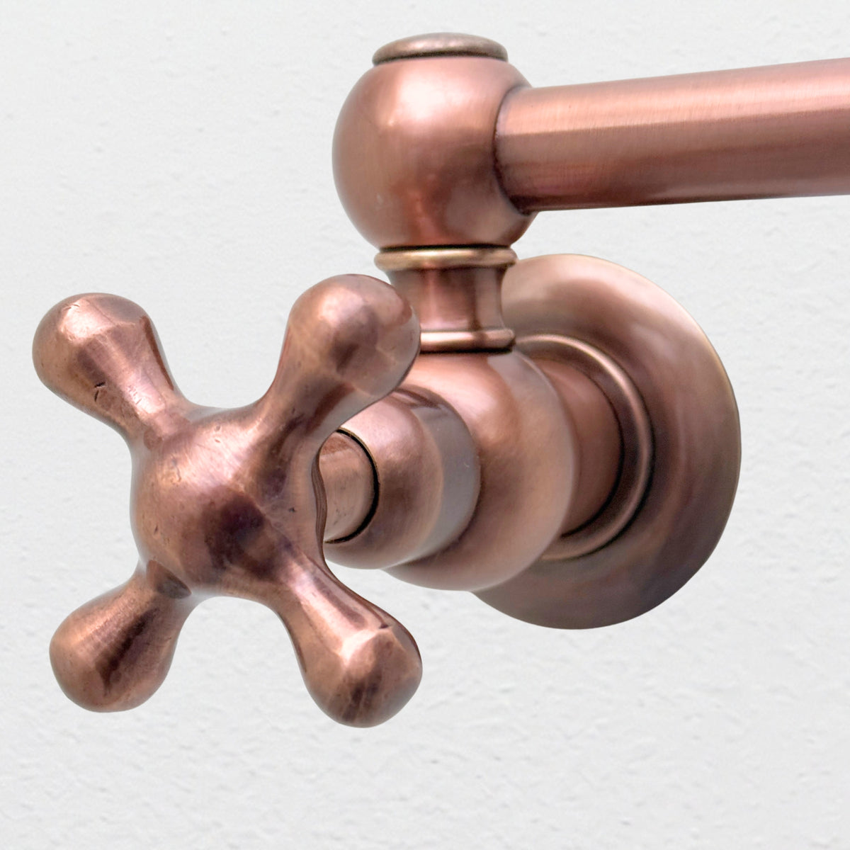 Antique Copper Wall-Mount Pot Filler with Cross Handles