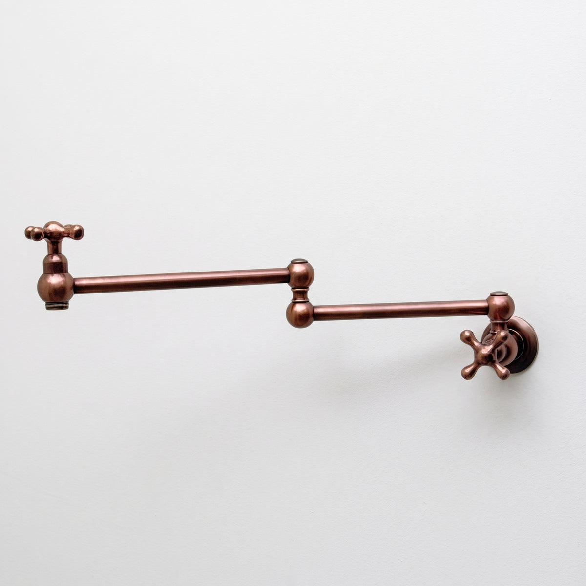 Antique Copper Wall-Mount Pot Filler with Cross Handles