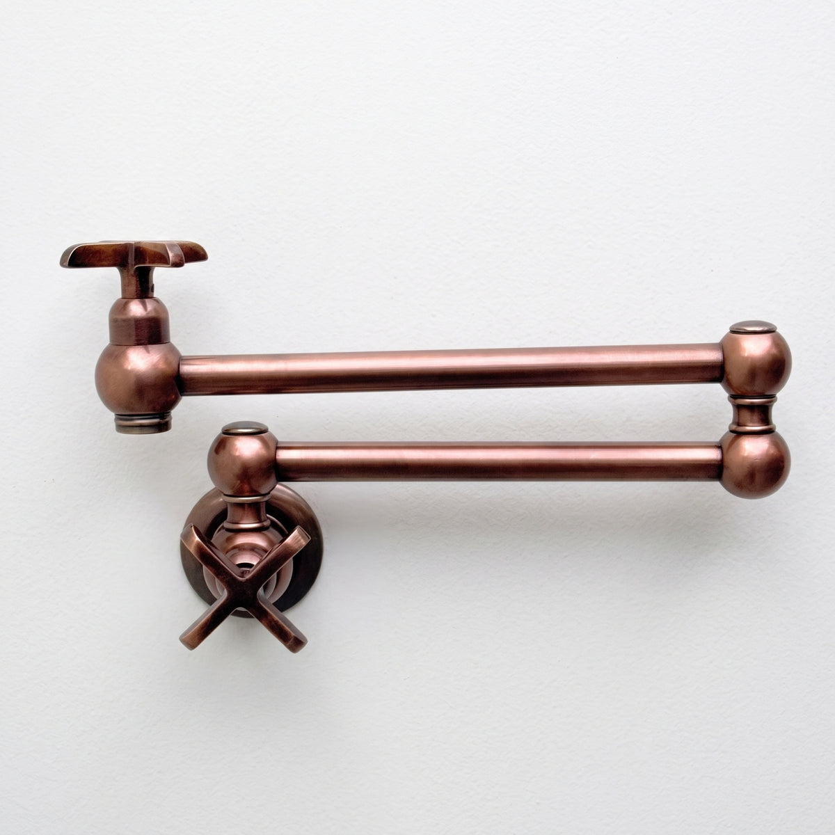 Antique Copper Wall-Mount Pot Filler with Cross Handles