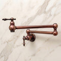 Antique Copper Wall-Mount Pot Filler with Lever Handles