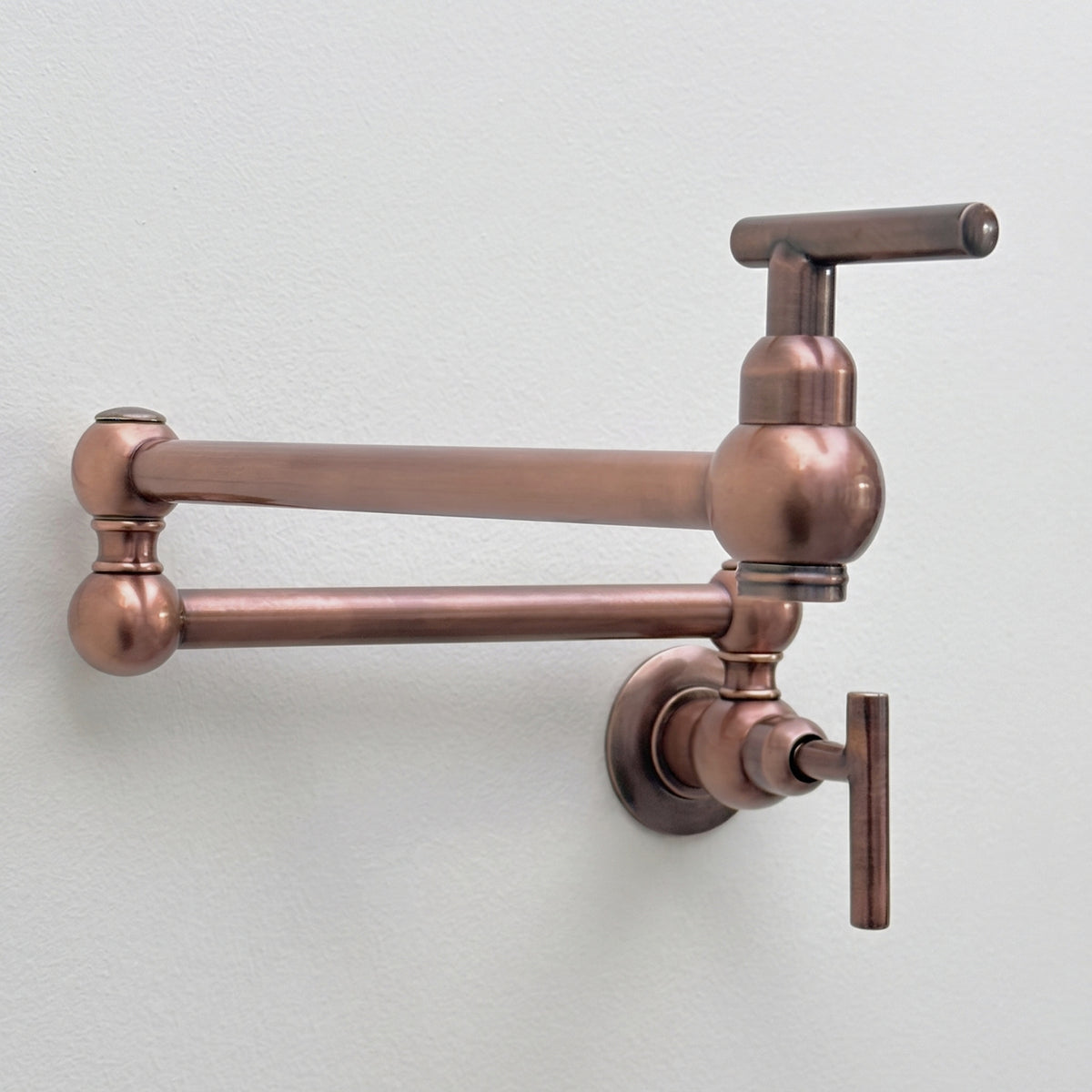 Antique Copper Wall-Mount Pot Filler with Lever Handles