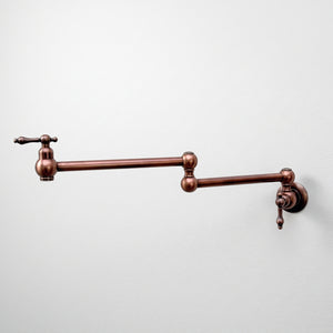 Antique Copper Wall-Mount Pot Filler with Lever Handles