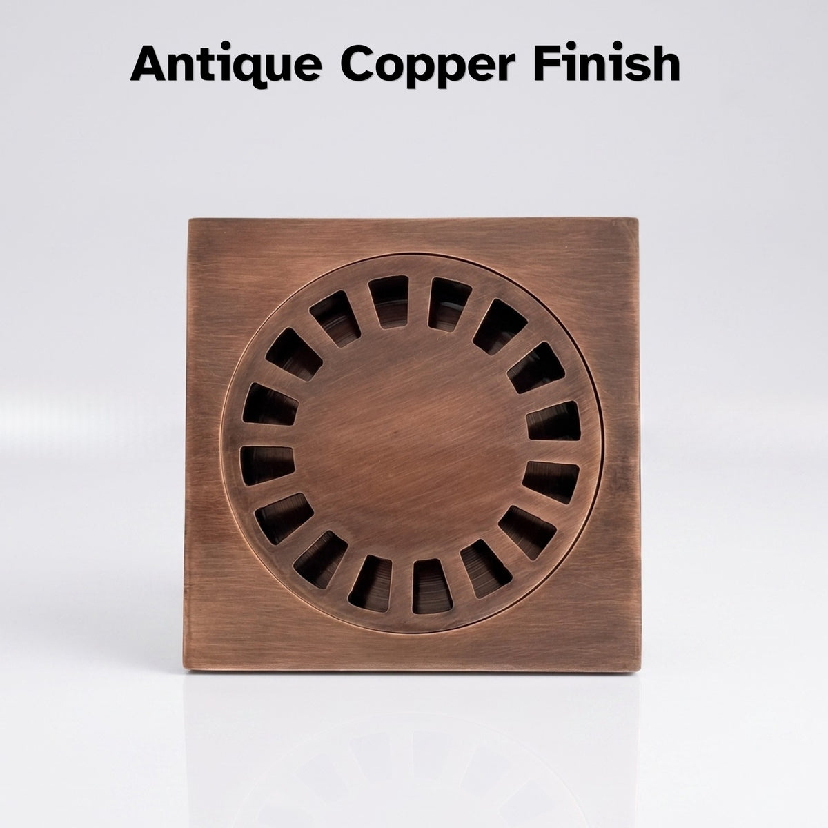 Antique Copper Shower Drain with Removable Cover, Solid Copper Square Shower Drain