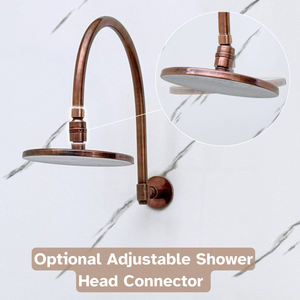 Antique Copper Adjustable Flat Round Rain Shower System with Handheld & Tub Filler — Arcuate arm (ACCSS-014) — detail view 7