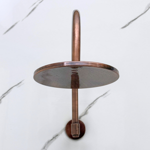 Antique Copper Adjustable Flat Round Rain Shower System with Handheld — Arcuate arm (ACCSS-012) — detail view 5
