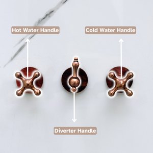 Antique Copper Adjustable Square Rain Shower System with Handheld & Tub Filler — Straight arm (ACCSS-016) — detail view 14