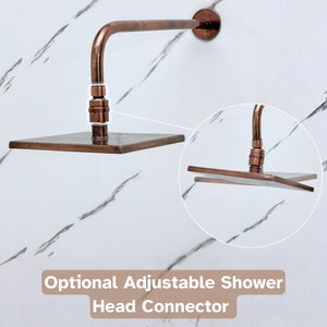 Antique Copper Adjustable Square Rain Shower System with Handheld & Tub Filler — Straight arm (ACCSS-016) — detail view 7