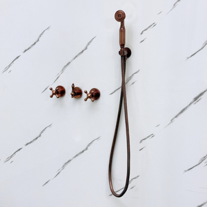 Antique Copper Adjustable Square Rain Shower System with Handheld & Tub Filler — Straight arm (ACCSS-016) — detail view 10