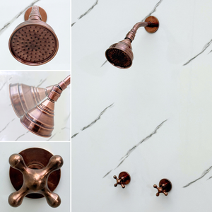 Antique Copper Adjustable Round Rain Shower System — Short arm (ACCSS-008) — detail view 2