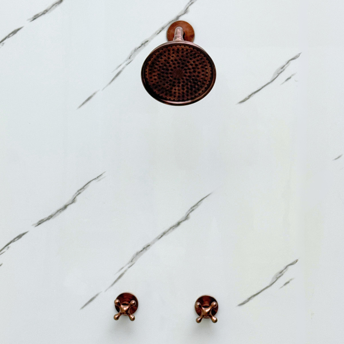 Antique Copper Adjustable Round Rain Shower System — Short arm (ACCSS-009) — detail view 5