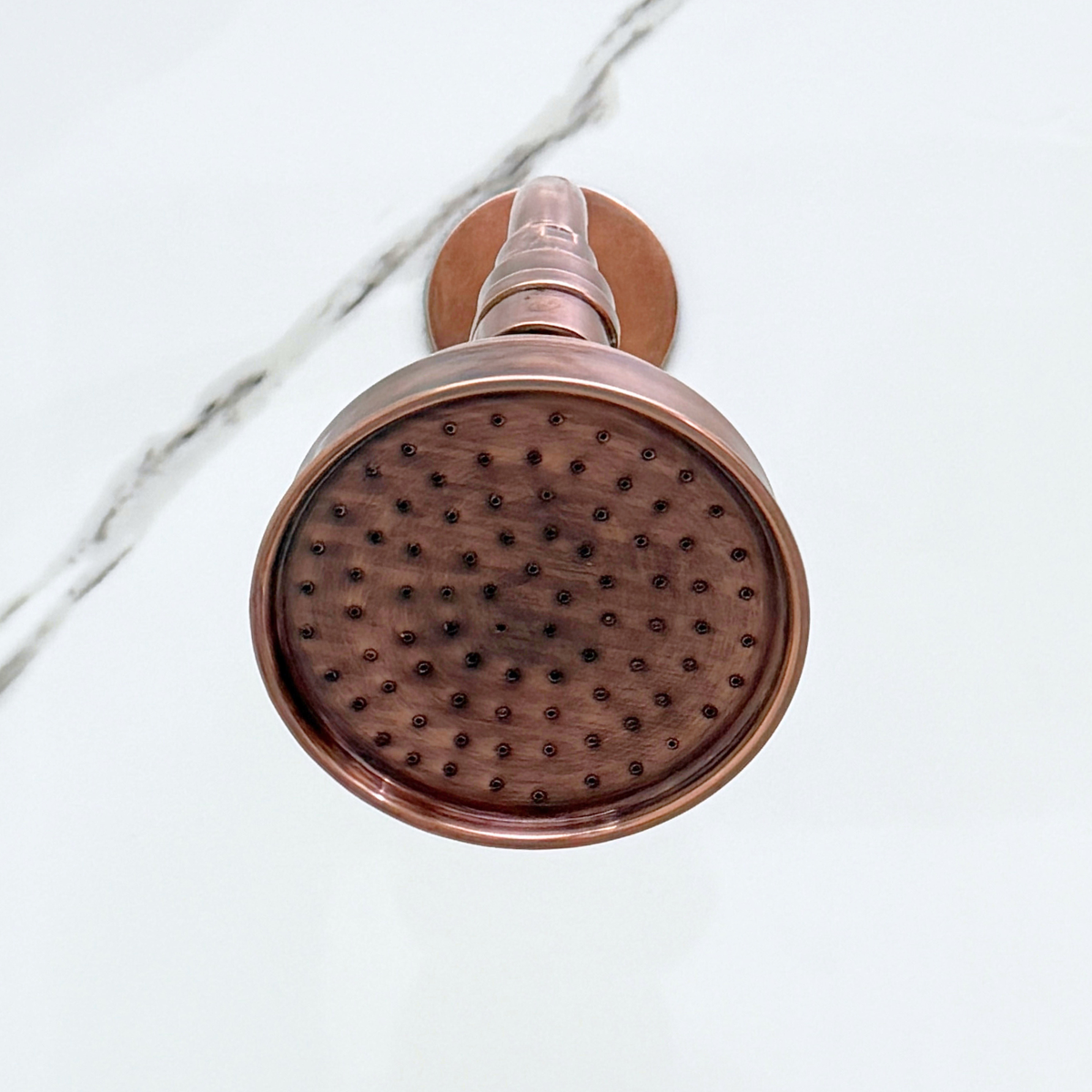 Antique Copper Adjustable Round Rain Shower System — Short arm (ACCSS-008) — detail view 6