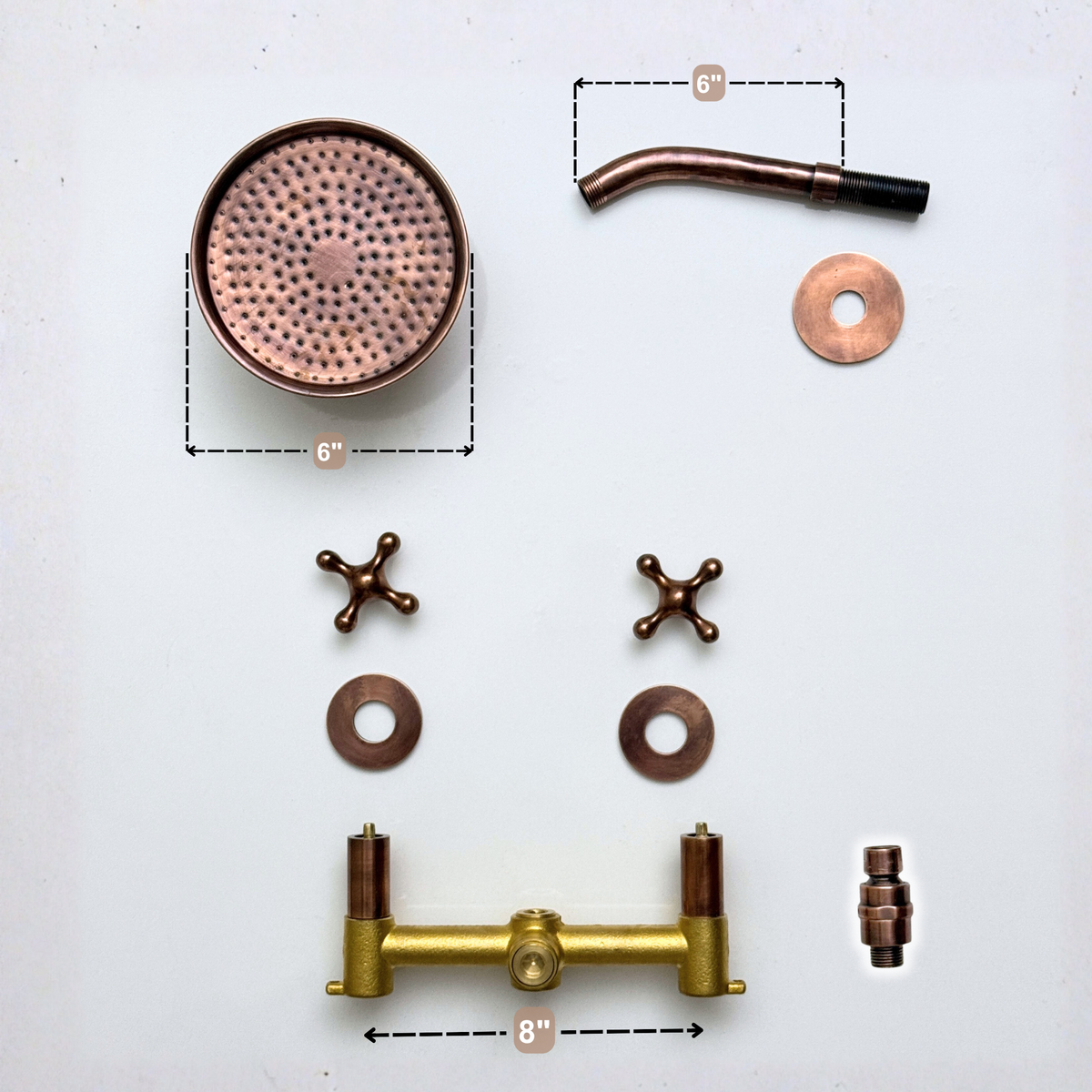 Antique Copper Adjustable Round Rain Shower System — Short arm (ACCSS-009) — detail view 10