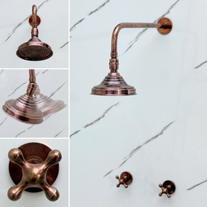 Antique Copper Adjustable Round Rain Shower System — Straight arm (ACCSS-005) — detail view 3