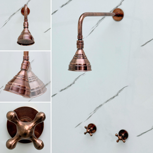 Antique Copper Adjustable Round Rain Shower System — Straight arm (ACCSS-006) — detail view 3