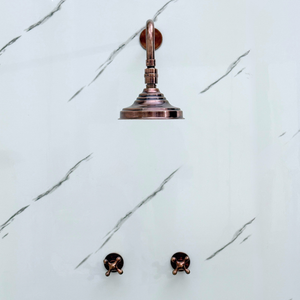 Antique Copper Adjustable Round Rain Shower System — Straight arm (ACCSS-005) — detail view 5