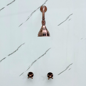 Antique Copper Adjustable Round Rain Shower System — Straight arm (ACCSS-006) — detail view 5