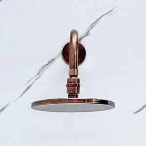 Antique Copper Adjustable Flat Round Rain Shower System with Handheld & Tub Filler — Straight arm (ACCSS-015) — detail view 6