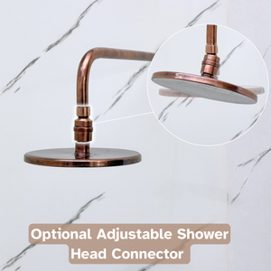 Antique Copper Adjustable Flat Round Rain Shower System with Handheld — Straight arm (ACCSS-011) — detail view 7